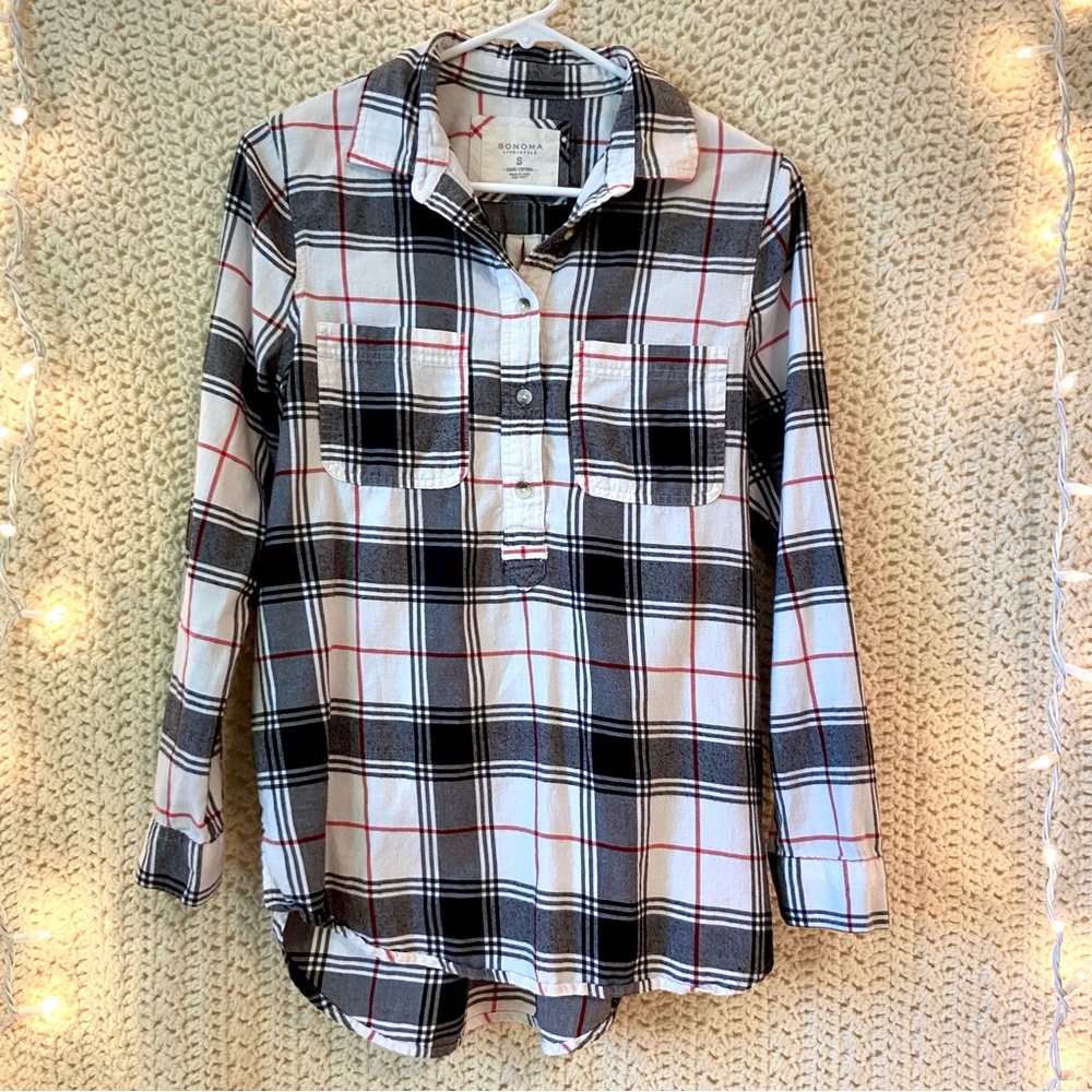 Sonoma plaid flannel pullover shirt